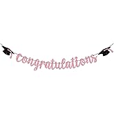 Pink Glitter Congratulations Banner, Congrats Graduation Banner, Class of 2026 Party Decor, High School College Graduation Celebration Party Decorations