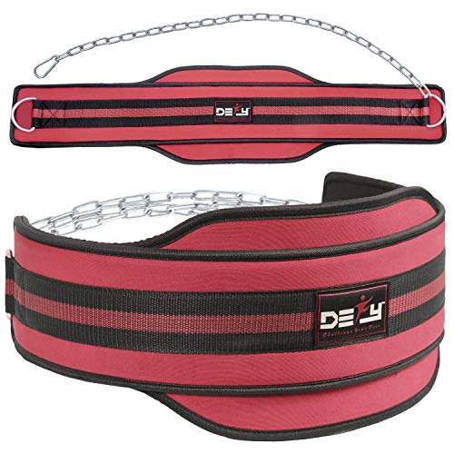 DEFY Premium Double Padded Neoprene Dip Belt With 32" Heavy Duty Steel Chain For Power lifting, Bodybuilding, Strength & Training-Double stitched