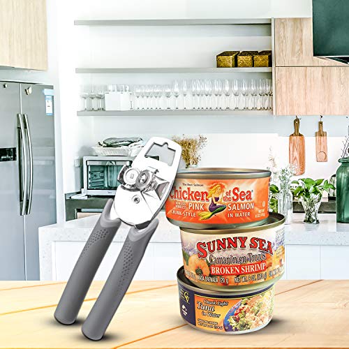 Manual Can Opener，Can Opener Manual Smooth Edge Manual Can Openers for Seniors With Arthritis Bottle Opener for Weak Hands a gift for parents, elder, Seniors(5 Functions) - Thumbnail 3