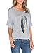 Romastory Womens Street Style Feather Pattern T-Shirts Casual Loose Top Tee Shirts (XL, Gray)