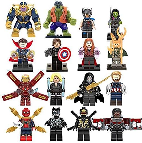 rima infinity war custom endgame minifigures,thanos,black panther,hulk,iron man,falcon minifigure set of 16