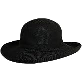 Scala Women's Knitted Poly Straw Big Brim Hat