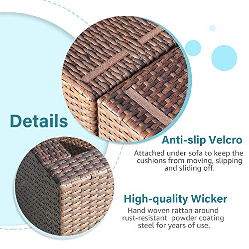 OC OrangeCasual Loveseat Sofa Resin Wicker Patio Furniture Corner