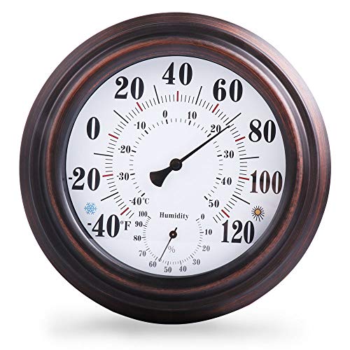 Indoor/Outdoor Thermometer Hygrometer For Room, Kitchen, Patio, Wall