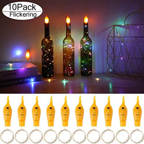Taotigzu Bottle Lights 10 Pack 20 LED Flame Bottle Lights with Cork Battery Operated Copper Wire Cork Lights for Bottles,DIY Lights for Indoor,Party,Christmas Decoration