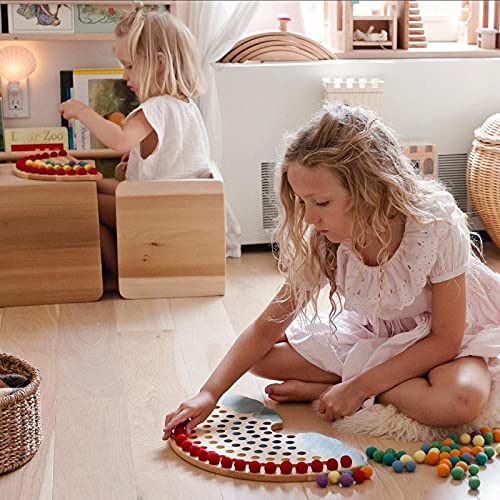 Sunmero Wooden Peg Board Beads Game Color Clip Bead Puzzle Sorting Toys