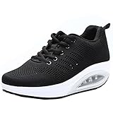 JARLIF Women's Comfortable Platform Walking Sneakers Lightweight Casual Tennis Air Fitness Shoes All Black US8