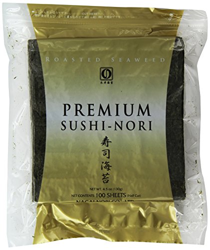 Nagai premium sushi nori, half sheets, 100 count