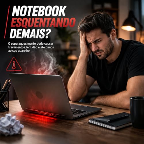 Base Suporte para Notebook até 17" com Cooler Duplo Ultra Silencioso, LED Azul, 8 Níveis de Altura, USB Extra – Refrigeração Potente e Conforto Ergonômico