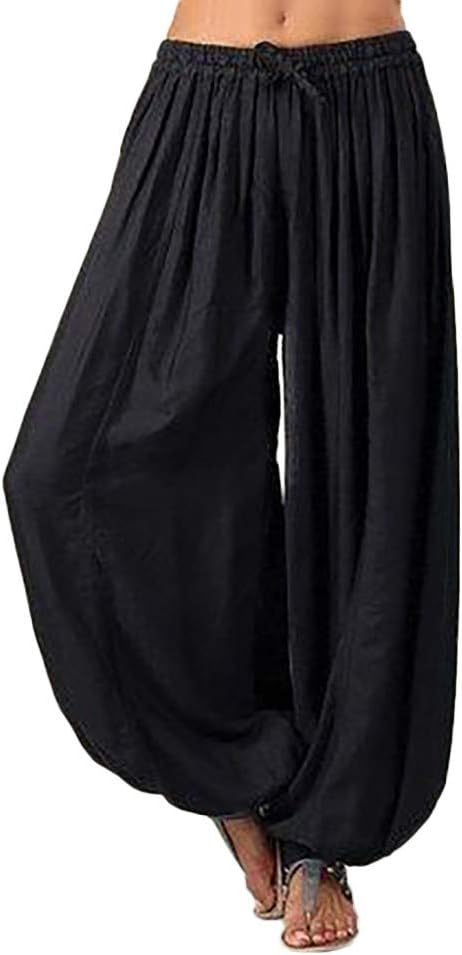 Women's Drawstring Waist Wide Leg Pants Flowy Casual Summer Yoga Sports Super Soft Pilates Workout Gym Fitness Exercise