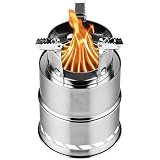 CANWAY Camping Stove, Wood Stove/Backpacking Stove,Portable Stainless Steel Wood Burning Stove with Nylon Carry Bag for Outdoor Backpacking Hiking Traveling Picnic BBQ