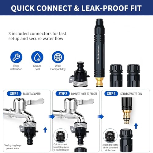 Hosday Powerful High Pressure Sprayer, 2026 Upgrade Garden Hose Spray Gun, High-Strength Aluminum Alloy Core, A Must-Have for for Watering Plants and Vegetables, Car Washing (2PC)