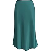 Raincol Womens Leopard Print Skirt Trendy Summer Midi Long Length Silk Satin High Waist Elastic Skirts