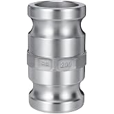 Aluminum Type AA Camlock Fitting Spool Adapter, 2" Male Camlock x 2" Male Camlock