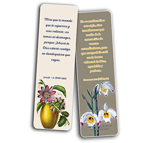 Spanish Flower Bookmarks for Women Series 1 (30 Pack) - RVR1960 - Powerful Words of God to Encourage and Inspire You to be Godly Disciples - Proverbs 3:5-6 John 3:16 - Stocking Stuffers - Thumbnail 7