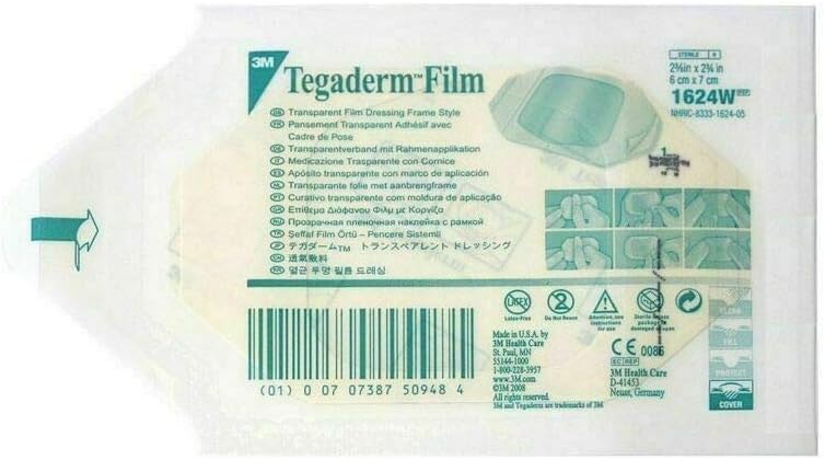 TEGADERM FILM Dressings 6cm x 7cm 3M x 10 - Tattoo/Burns/Wounds/Abrasions 1624DT, Clear Film