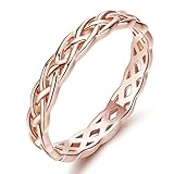 SOMEN TUNGSTEN 925 Sterling Silver Rose Gold Celtic Knot Rings Wedding Engagement Bands with Gift Box