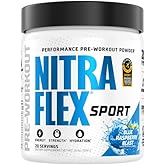 Nitraflex Sport Blue Raspberry Pre-Workout Powder, Banned Substance Free, Informed Choice Certified, Hydration, Citrulline, Beta-Alanine, Betaine, 20 Servings