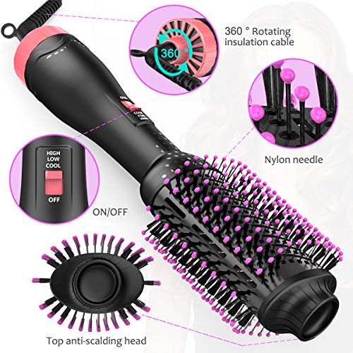 Hair Dryer Volumizer One-Step Hot Hair Air Brush, 3-in-1 Multi-functional Negative Ion Hair Straightener Curler Brush Reduce Frizz and Static for All Hair Types 2019 - Thumbnail 5
