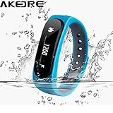 Smart Bracelet ,AKEDRE Pedometer Watch Bluetooth Waterproof Wireless Calls Sports Exercise Message Task Reminder Sleep Tracker Pedometer Remote Camera Vedio Control Smartphone Alarm Smart Watch (Blue)