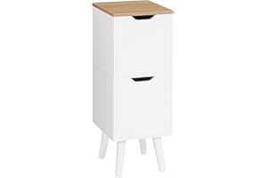 MAHANCRIS Narrow Nightstand with 2 Drawers, Wooden Small Bedside Table with Storage, Slim End Table, Modern Side Table for Be