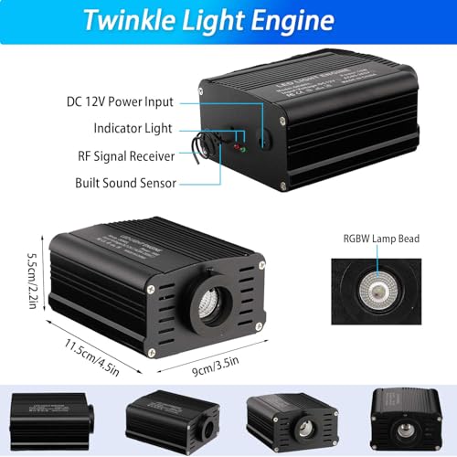 DEWEL Fiber Optic Light, 16W RGBW Starry Sky, 450pcs 0.75mm*2m LED for Home/Car, 28 Key Remote Control/Starry Sky Ceiling Lights Kit for Ceiling Room Decor