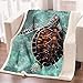 ARIGHTEX Turtle Blankets Green Turtle Fleece Sherpa Blanket for Kids Girls Boys Adults Beach Turtle Throw Blanket Sea Turtle Gifts for Women (50 x 60 Inches)
