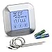 KitchenBros Digital Food Thermometer Instant Read For Cooking Meat BBQ Turkey And Steak Grill Oven Smoker Safe With Alarm Timer 2 Stainless Steel Probe AAA Batteries Included
