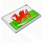 Perdecor Wales Welsh Flag Sticker Emblem Decal Car Chrome Flags, 2 Pack, 3 x 2 inches