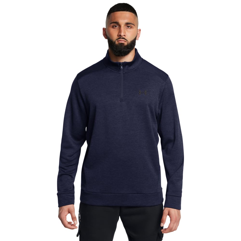 Under Armour Men’s Armour Fleece Twist Quarter Zip, (410) Midnight Navy / / Black, XX-Large