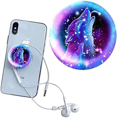 Phone Socket,Pop Grip for Phones and Tables Pack-Nebula Wolf Black White Blue Pink Purple