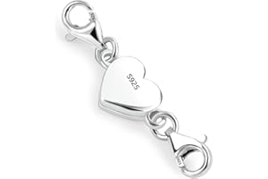 925 Sterling Silver Heart Magnetic Jewelry Clasps Magnetic Necklace Clasps and Closures Sterling Silver Double Bracelet Neckl