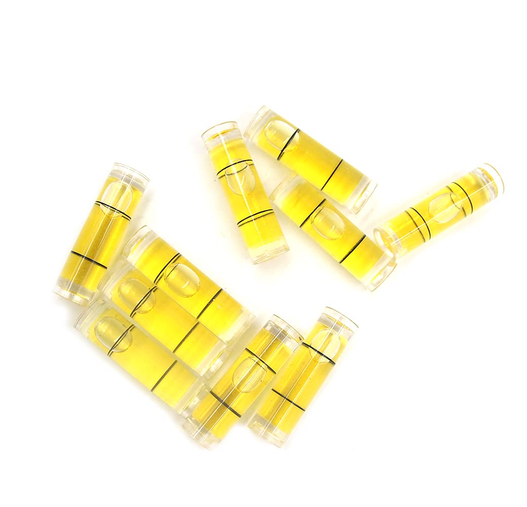 Chiloskit 10 Pics Plastic Cylindrical Small Bubble Level Vials Photo Picture Hanging Level Tool 9.5 * 34mm