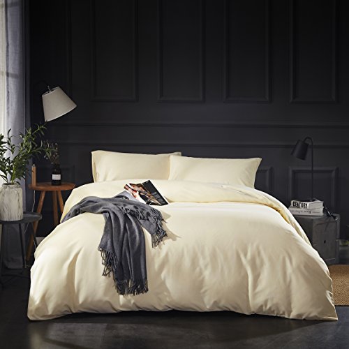 OAITE Duvet Cover,Protects and Covers your Comforter/Duvet Insert,Luxury 100% Super Soft Microfiber,King Size,Color Cornsilk,3 Piece Duvet Cover Set Includes 2 Pillow Shams