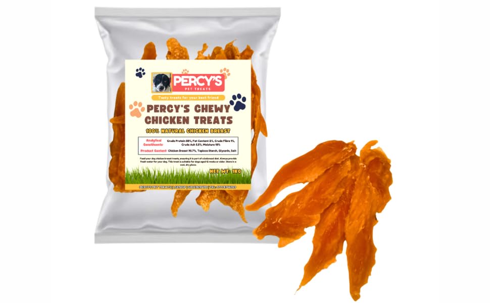 1KG - Chewy Chicken Jerky Fillet Dog Treats - High Protein - 100% Natural Chicken - Dog Chew Treats - Grain Free