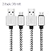 Micro USB Cable , COOME 3ft 6ft High Speed Nylon Braided USB 2.0 Sync Data Charging Charge Cord Wire for Samsung Android Smartphones Pack of 2 White