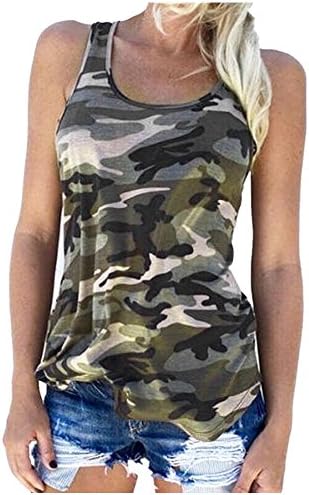 AiSiC Women Summer Vest Tank Top Camouflage Shirt Tops Blouse