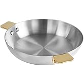 Mauviel Art Déco Stainless Round Pan With Brass Handles, 6.3-In, Made In France