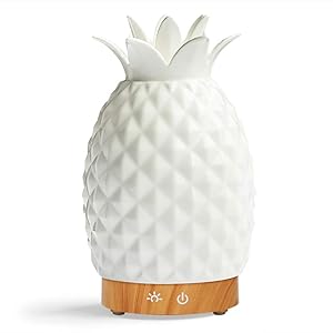 Essential Oil Diffuser -160ml Cool Mist Humidifier -7 Color LED Nihgt lamps -Crafts Ornaments All in One is The Round Rich Upgrade Whisper-Quiet Ultrasonic Ceramics Pineapple Humidifiers US120V