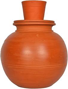 Village Decor Handmade Earthen Clay Water Pot - Carafes Pitcher - (1 Gallon)