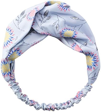 Yeefant Korean Hair Accessories Simple Sunflower Print Hair Bandwidth Cross Wash Headband Headdress Sweet Small Fresh Mori Girl for Women Girl,Blue