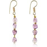 GemSymphony Gemstone Tumble Drop Earrings – Hypoallergenic Gold Plated Dangle Earrings for Women, Natural Tumbled Stones, Handmade Lightweight Jewelry for Daily Wear & Gifts
