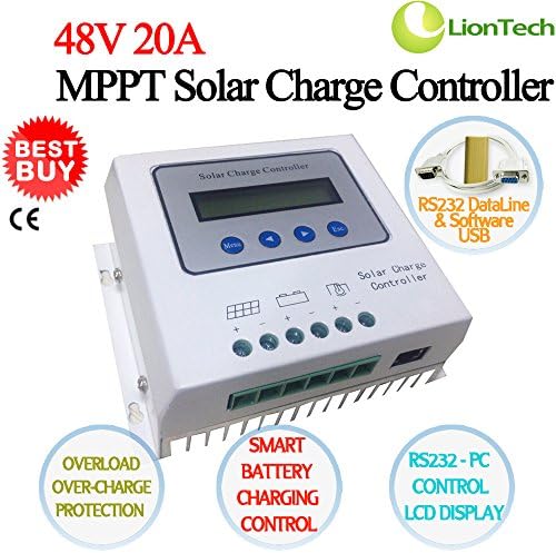 NEW 48V 10A/20A/30A MPPT Solar Panel Charge Controller Regulator Charger, Safe With LCD Display & RS232 PC Smart Control , CE (Current 20A)