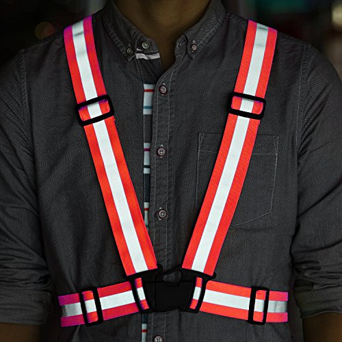 Reflective Safety Vest Leshp Premium Reflective Running Vest Visibility Safety Accessories for Walking,Cycling,Hiking,Motorcycle Riding,Jogging (Regular, Orang)