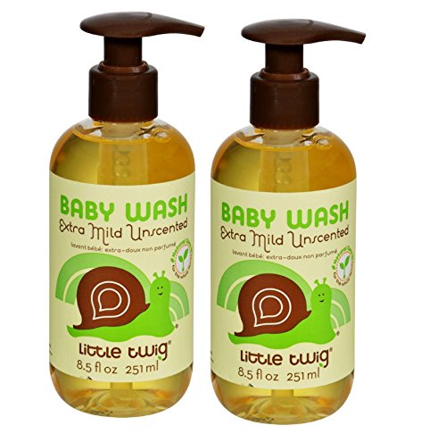 Little Twig Extra Mild Fragrance Free Baby Wash (Pack of 2) with Aloe Vera Leaf Juice, Chamomile Flower Extract, Vitamin B5 and Jojoba, 17 fl. oz.