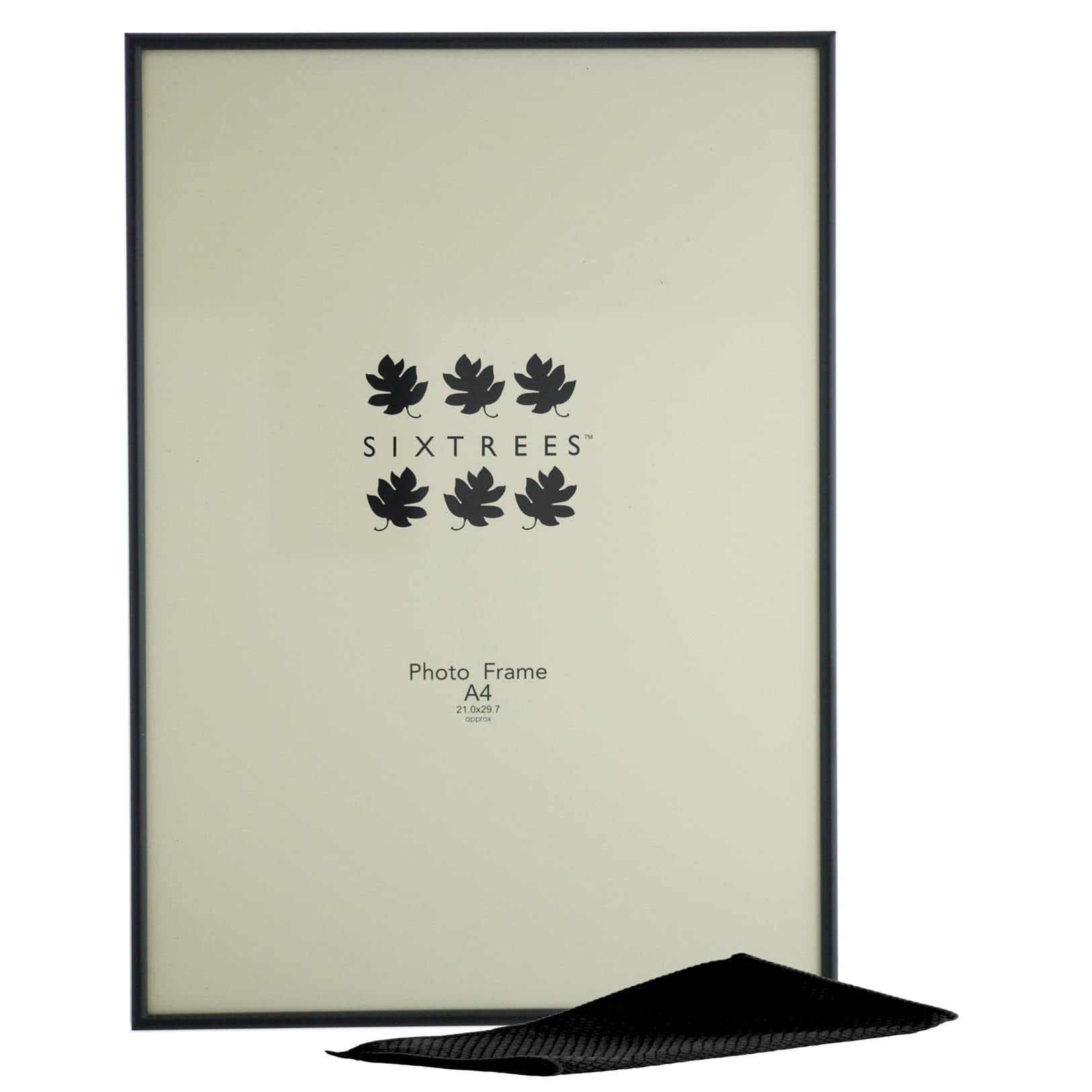 Sixtrees Cambourne 3-400-A4 Satin Black Metal A4 Photo Frame - Complete with microfibre polishing cloth.