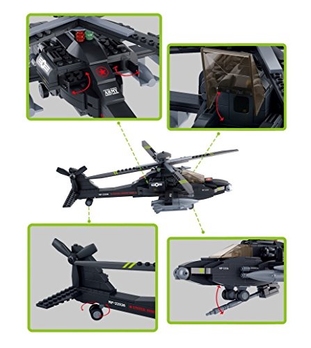 Sluban M38-B0511 Military Blocks Army Bricks Toy - Ah-64 Apache Helicopter