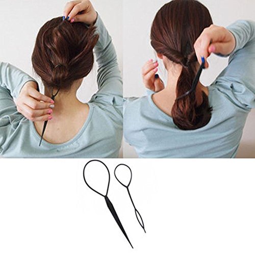 image for Seazhio 2Pcs Curler Hair Clip Tool Hair Accessories Plastic Loop Styli