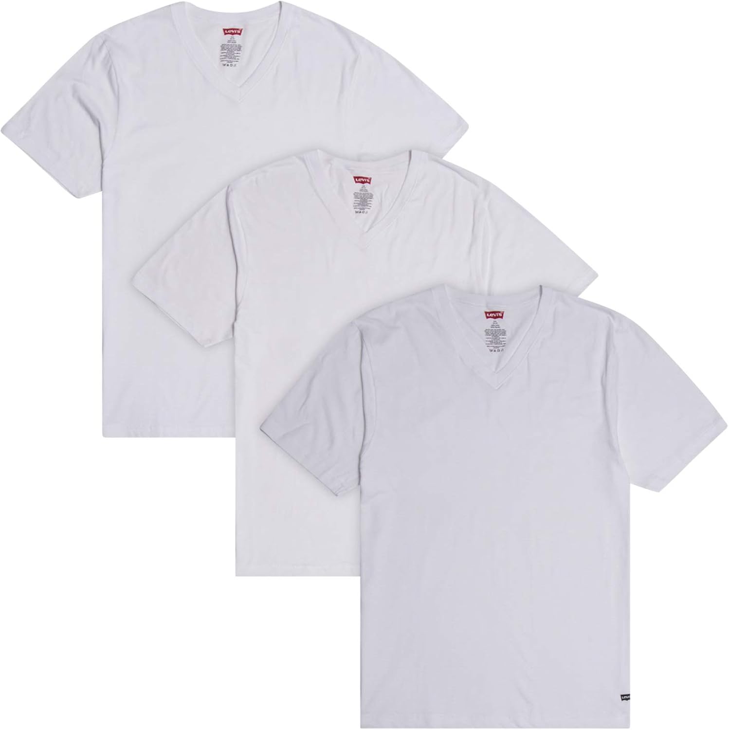 Levi's Men's Undershirts 3 Pack Short Sleeve Cotton V Neck Tshirts