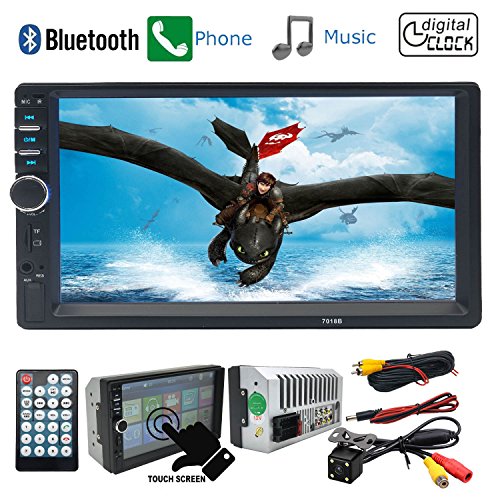 CACA Car Stereo Receiver with 7 Inch Digital Touch Screen,Double Din Bluetooth In-Dash,FM/USB/SD,Wireless Remote Control - Thumbnail 7